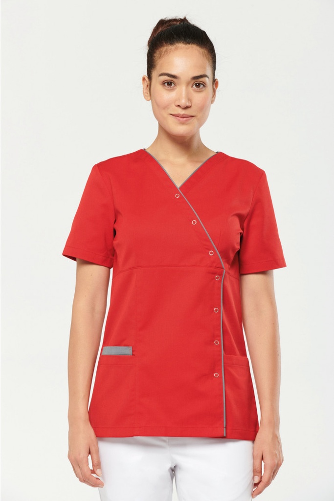 WK506 - Blouse polycoton avec boutons-pression femme