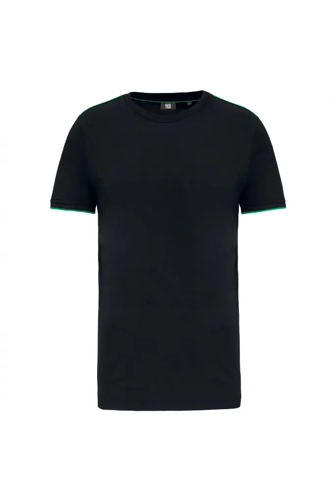 WK3020 T-shirt Day liserés contrastants (S, noir/jaune flu)