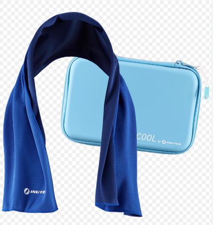 Inuteq Cooling Towel + 163101 microfibre 85x30 serviette rafraichissante (Bleu)