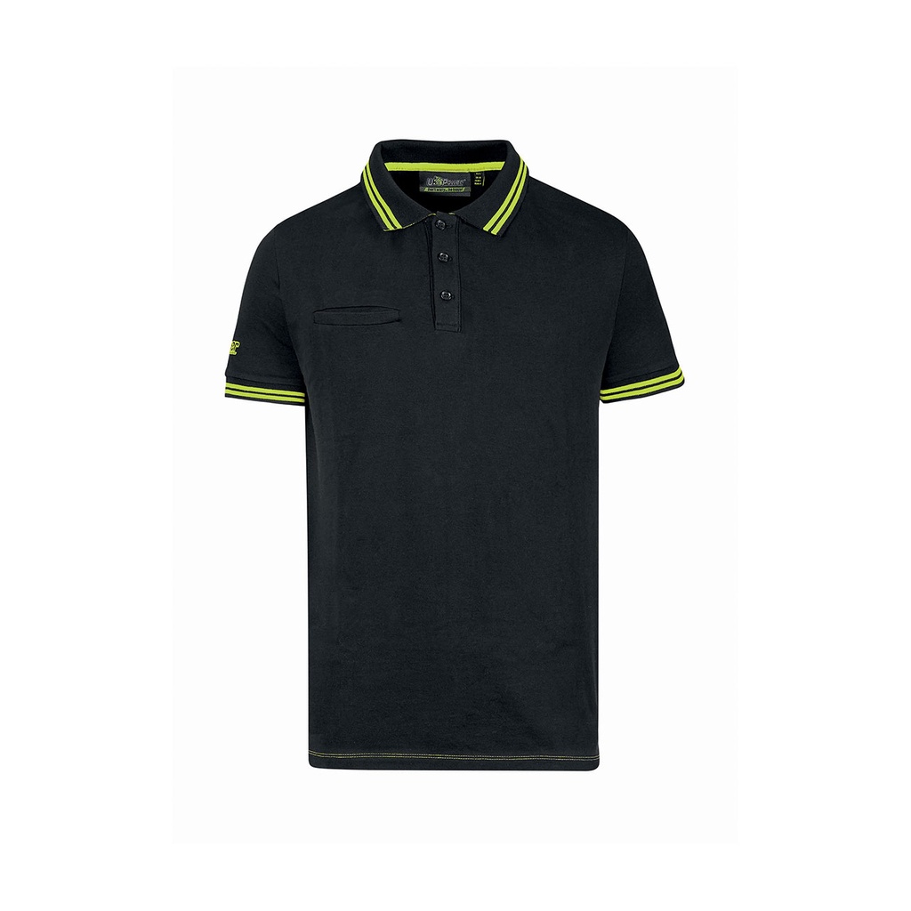 [EY264BCtaille: S,couleur vêtement: noir jaune fluo] polo way slim fit u-Power (S, noir jaune fluo)