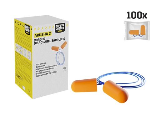 Safety Jogger ARUSHA corde 100pcs Bouchons d'oreilles jetables 37Db